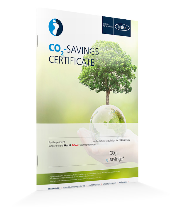 FRAISA ReTool CO2 saver certificate